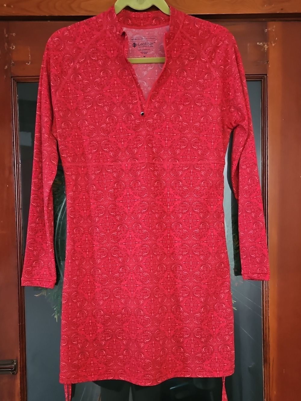 Coolibar UPF 50+ UV Protection Swim Dress, Skirt, Tunic Sleeved Red Med    NWOT